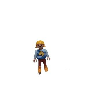 Playmobil Girl Blond Hair Blue Horse Shirt Brown Pants Boots Kid Toy Cake Topper